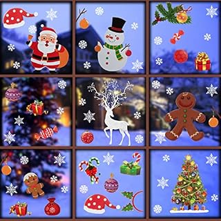 152PCS (9 Sheets) White Snowflakes Window Clings Decal Stickers Christmas Winter Wonderland Decorations Ornaments