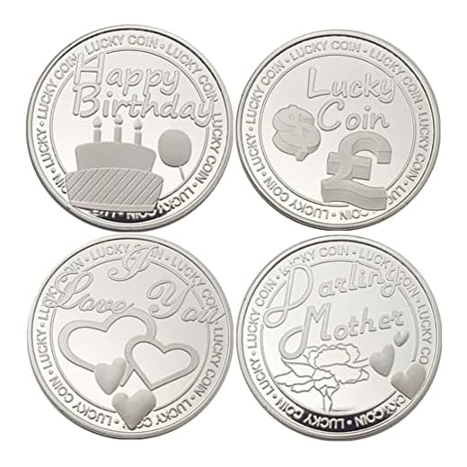 ABOOFAN 4Pcs Födelsedaggåvor För Lyckliga Mynt Shamrock Präglade Mynt Jag Älskar Dig Graverade Minnesmynt Lycka till Charms För Mammas Dagfest