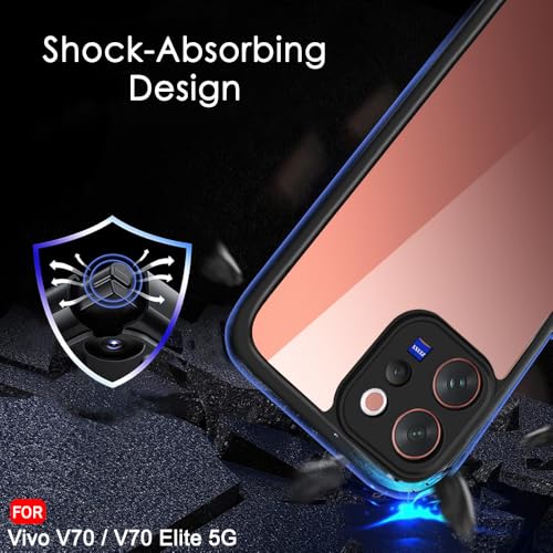 Image of TheGiftKart Hybrid Shockproof Back Cover Case for Vivo V70 / V70 Elite 5G | Camera Protection Module | Hard Back Cover Case for Vivo V70 / V70 Elite 5G (PC & TPU, Transparent Clear Back, Black Sides)