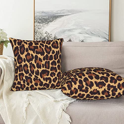 Qsmx 2 Packs 18X18 Inch Throw Pillow Covers, Cool Cheetah Leopard Couch Pillow Cases, Polyester Pillow Case, Square Cushion Covers For Bedroom, Living Room, Bed, Sofa, Car #TOP6