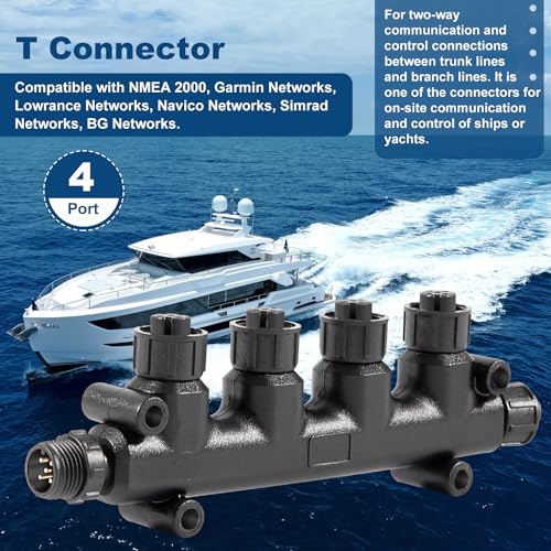 Image of MEA 2000 (N2k) 4-Port MultiPort (Tee) T-Connector for Garmin Lowrance Simrad & Navico & B&G Networks IP67 Waterproof