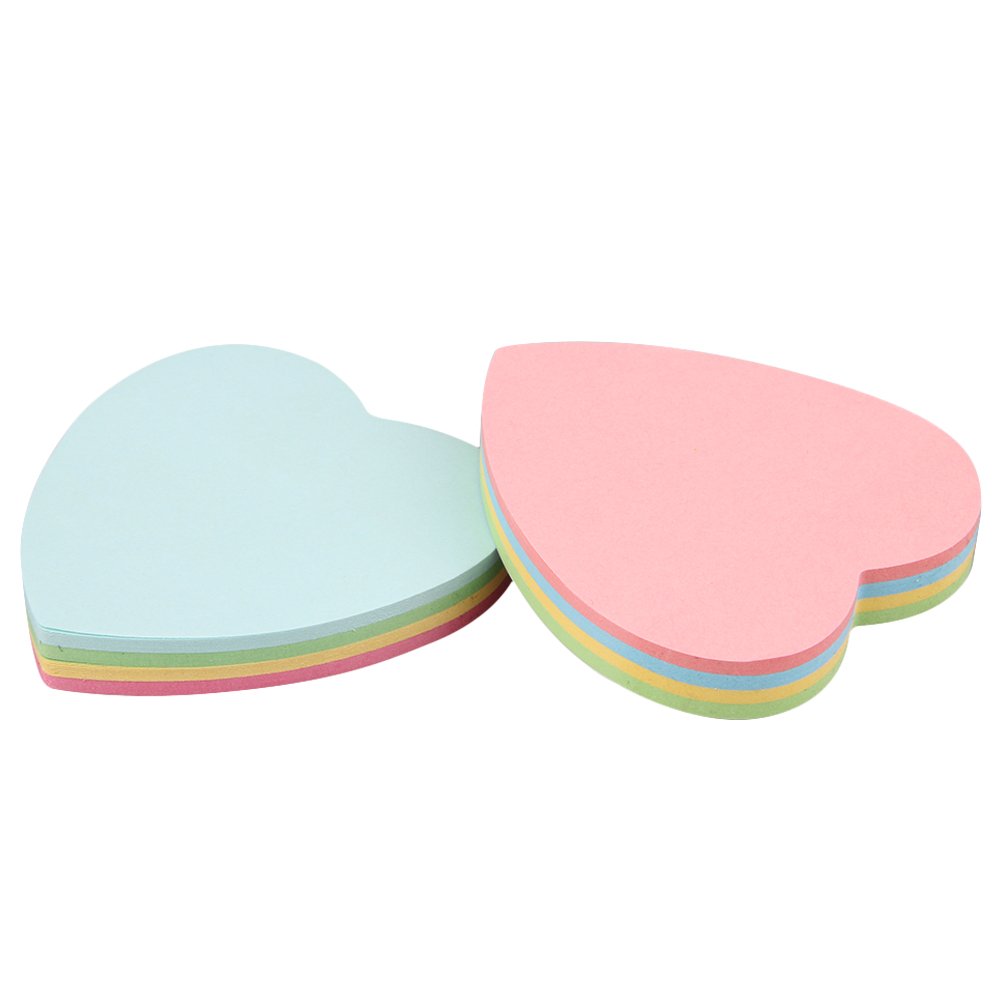 GTHER Heart Shaped Sticky Notes, Colored Sticky Notes Pink Red Blue Cute Fun Love Self-Adhesive Note for Kids School Classroom Office College (2 Pads,