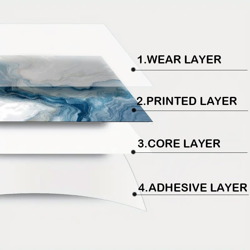 Image of Nuxovilar Peel and Stick Vinyl Floor Tiles, 12x12 Inch | Modern Abstract Blue Gold Fluid Marble Pattern, Self-Adhesive Flooring (10 Pcs)