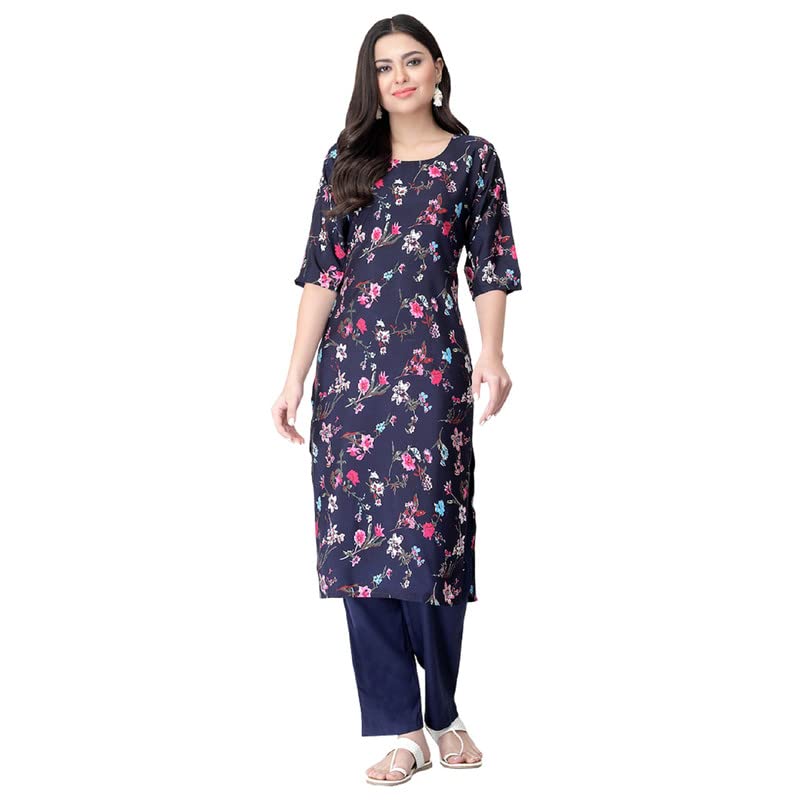 Image of Pinkmint Women's Crepe Striped Regular Kurta