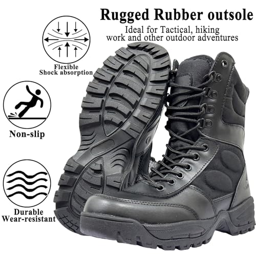 Image of Man Tactical Military Boots Black Men's Shoes Desert Combat Army Outdoor Hiking Shoes Side zipper