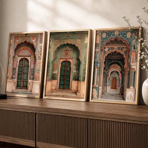 Image of kotart Traditional Indian Wall Art Painting for Living Room | Paintings Frame For Home Decoration | Framed Wall Painting for Home Room Bedroom Office Wall Decor Set of 3 (19X25 inch)