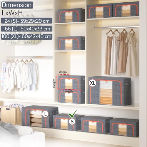 Image of HOKIPO 24L Cloth Organizer for Storage, Small Storage Box for Clothes, Ash Grey Pack of 1 (AR-6672-AGRY)