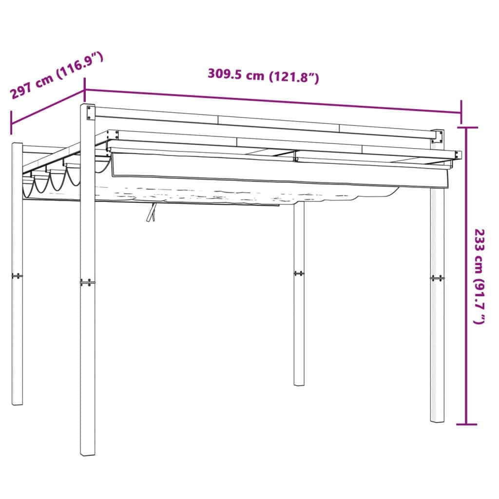 Aluminiowy pawilon ogrodowy 3x3 m z kremowym chowanym dachem, wytrzymała konstrukcja na zewnątrz, duża przestrzeń dla rodziny i gości, idealny do jedzenia i relaksu