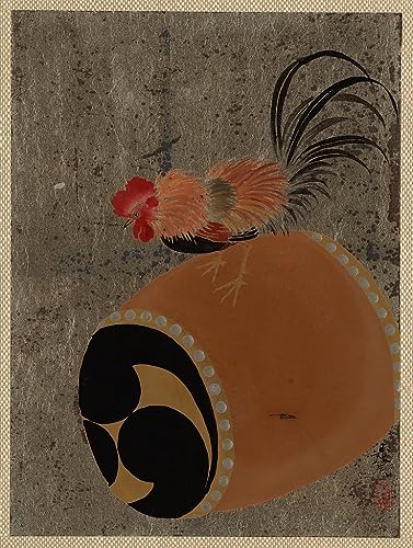 Affiche impression prints toile peinture murale Coq sur tambour Shibata Zeshin 60x90cm