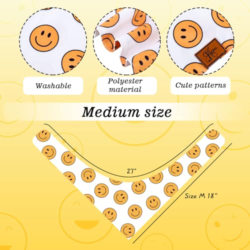2Pcs One Happy Dude Dog Bandana Boho Smile Face Checkerboard Print Fabric Pet Scarf Medium Sizes Adjustable Pet Neckerchief Dog Bibs for Birthday Costume Accessories 2Pcs One Happy Dude Dog Bandana Boho Smile Face Checkerboard Print Fabric Pet Scarf Medium Sizes Adjustable Pet Neckerchief Dog Bibs for Birthday Costume Accessories