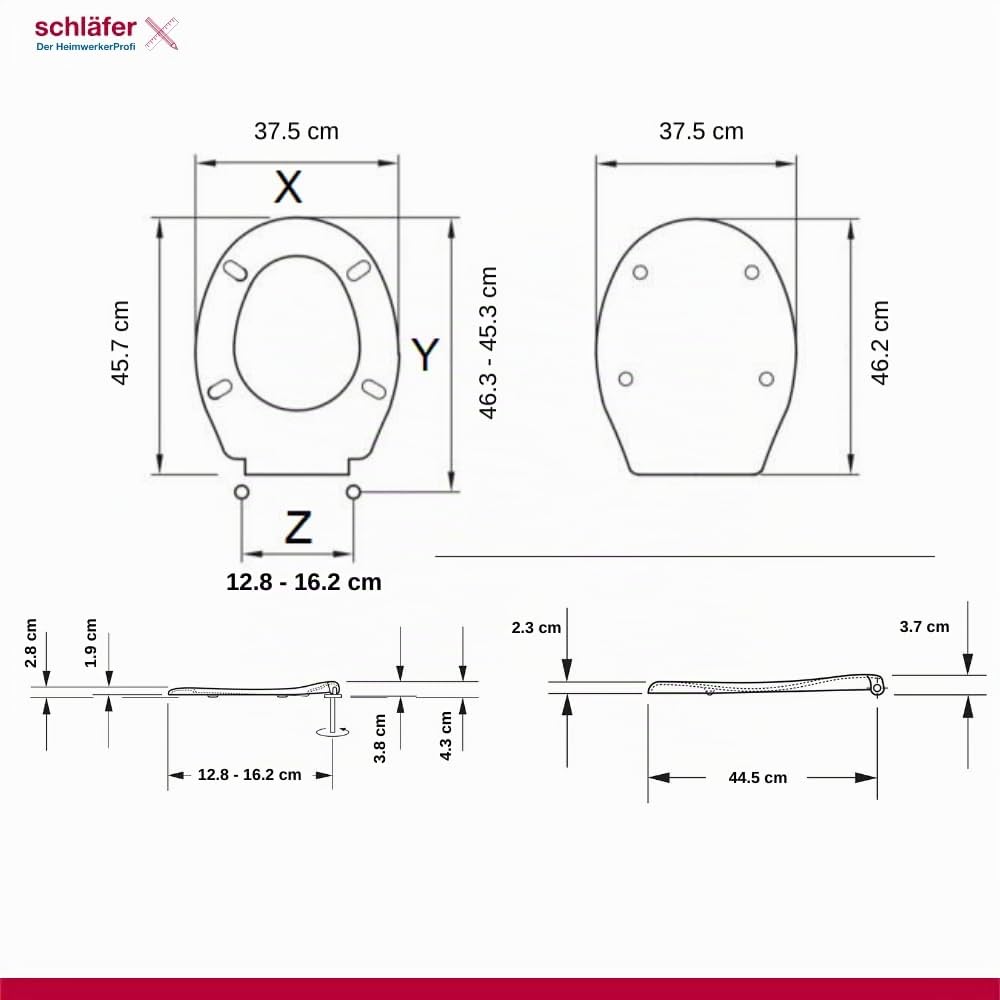 Schläfer 4633101 | Copriwater Universale Sedile Wc, Coprivaso in Thermoplast, Copri Wc Termoplasico con Cerniere Regolabili. Colore Bianco Lucido