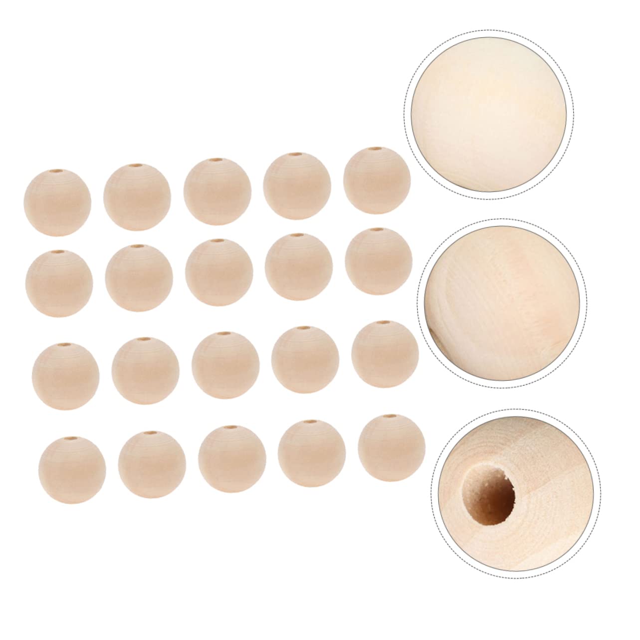 NUOBESTY Lot De 50 Perles Artisanales En Bois Naturel 25 Mm, Boules Rondes Pour Garçon Et Filles, Diy Créatif, Accessoires De Peinture Et Fabrication De Bijoux Manuels NUOBESTY Lot De 50 Perles Artisanales En Bois Naturel 25 Mm, Boules Rondes Pour Garçon Et Filles, Diy Créatif, Accessoires De Peinture Et Fabrication De Bijoux Manuels
