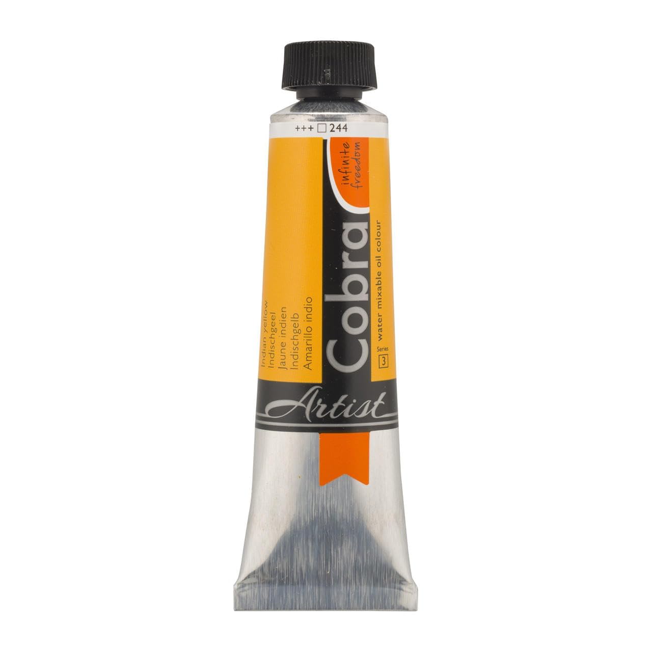 Cobra Artist Water-Mixable Oil Colour - Indian Yellow 244-40 ml Tube - High Pigment - Solvent-Free - Artist Quality