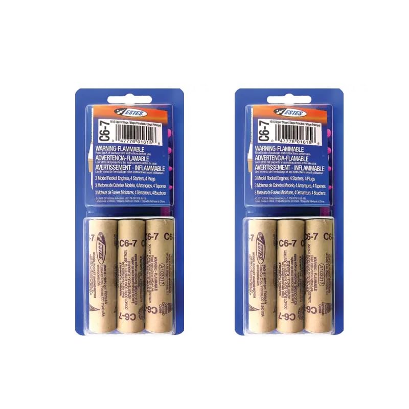 Twin Pack - Estes C6-7 Model Rocket Motor Engines C6-7 (3 in a Pack) - ES1615X2