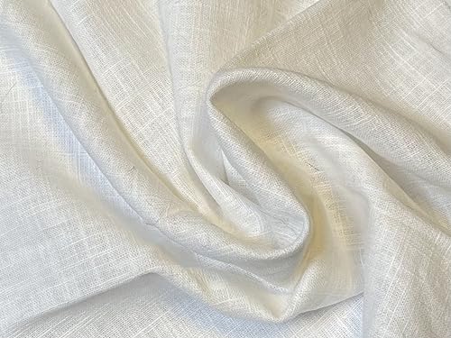 Tissu lin blanc CRS Fur Fabrics 135x100cm coupon couture et ameublement