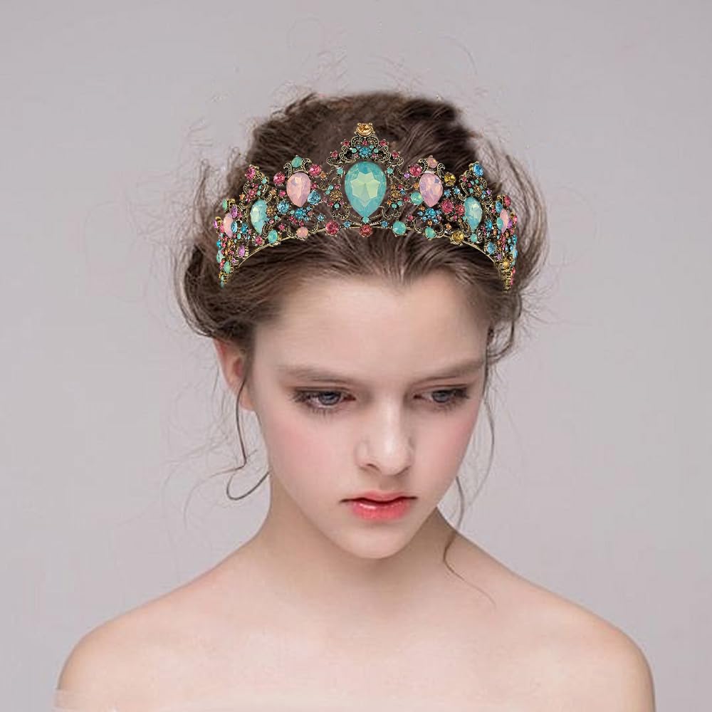 Elegante corona de tiara para mujer, diadema de diamantes de imitación de cristal, accesorios para el cabello, tiara de princesa, boda, novia, circonita cúbica, tocado para bailes, concursos de
