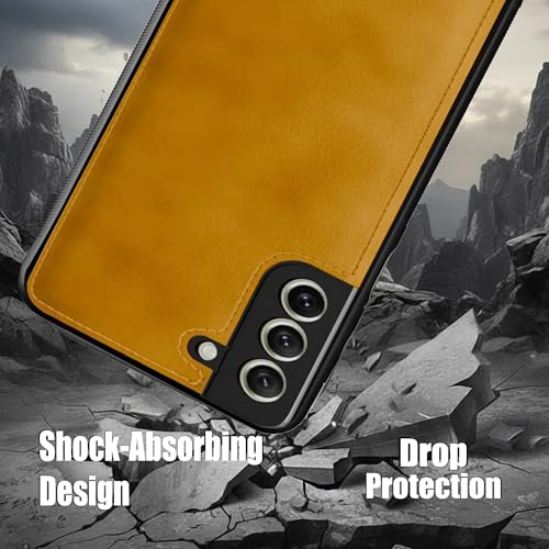 Image of Leather Case for Samsung Galaxy S21FE Premium Protective Stylish Slim Cover with Shockproof Raised Edges Brown