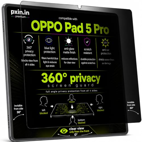 Image of Pxin 360 Pro Privacy Screen guard compatible with OPPO Pad 5 Pro | Anti Glare | Anti UV | Anti Blue | Anti Reflection | Privacy Filter | Unbreakable Build