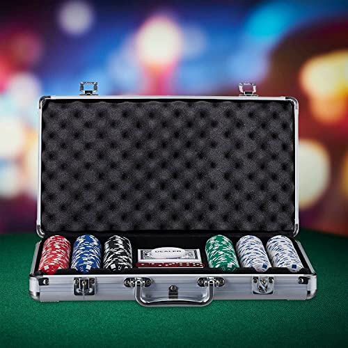 ISO TRADE - Texas Strong 300 Tokens Poker Set + Suitcase 9554 Material Bingo, Mehrfarbig