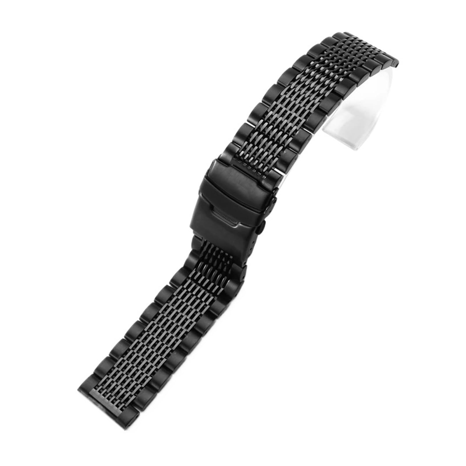 HMFang Cinturino for Orologio da Uomo in Acciaio Massiccio con Fibbia A Doppia Chiusura, 18 20 22 24 Mm(Black,24mm)