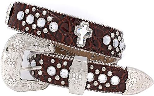 XS-1371-KIDS GIRLS WESTERN BELTS CROSS RHINESTONE BELTS