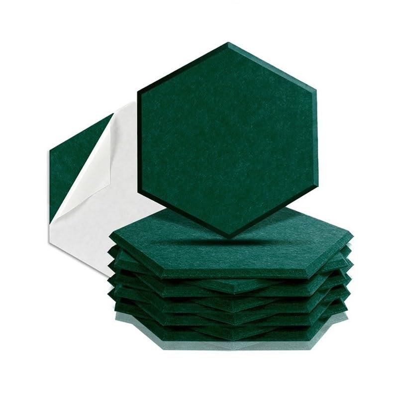 10 Pzs Paneles Acústicos Autosellantes de Alta Densidad para Tratamiento Acústico, Forma Hexágono, Color Verde Oscuro, Tamaño Grande, Densidad 1.2cm Super Density miniatura 1