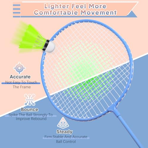 Image of 12 Pack Badminton Rackets Set Including Badminton Racquets, Nylon Shuttlecocks and Carry Bag for Outdoor Backyard Games Beginners