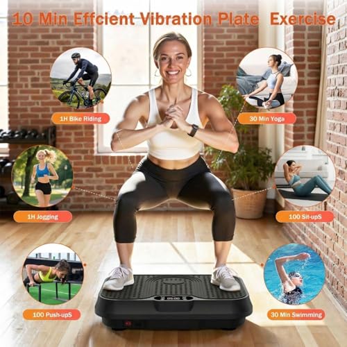 Image of Vibration Plate Exercise Machine, Vibrating Plate for Lymphatic Drainage, Shake Plate Whole Body Vibration Plate Platform, Fitness Equipment for Weight Loss Fat Burner for Women Men