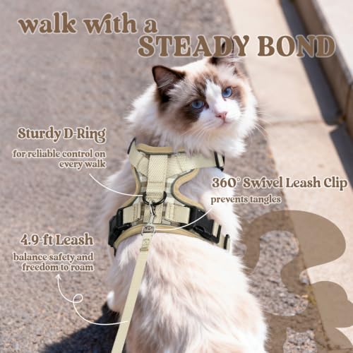 Image of rabbitgoo Cat Harness and Leash Set, Escape Proof Vest, Foamy Coffee