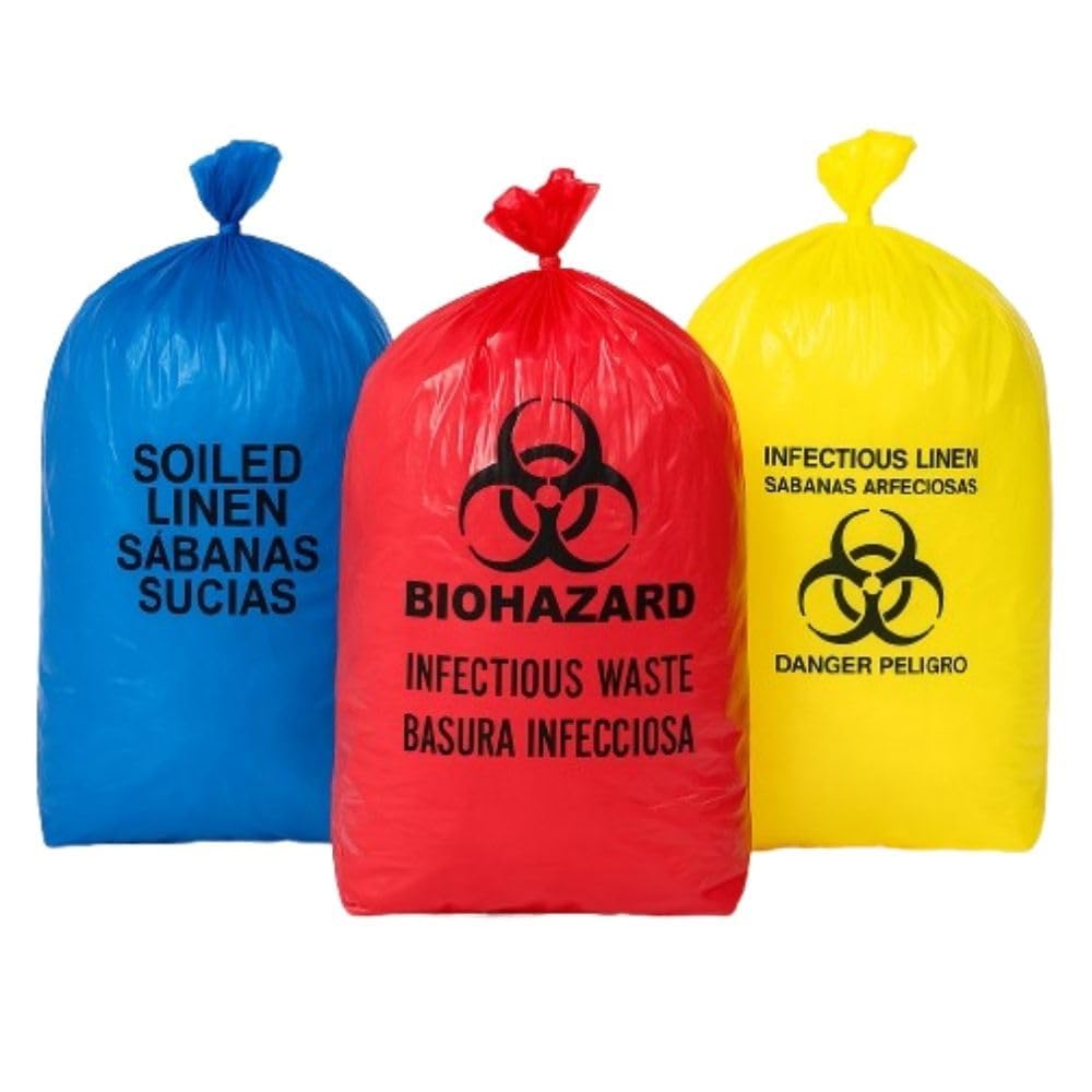 Bio Hazard Bio-Medical Waste Disposal Bags 21x24 Inch | Red-10, Blue-10, Yellow-10 | Thick Leak-Proof Medical Garbage Bags for Hospitals, Clinics, Labs | (15)-picture-14