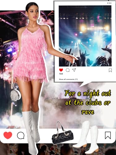 Image of Kaei&Shi Sequin Fringe Romper,Sparkly Glitter Metallic Jumpsuits For Women,Backless Shorts Dress Disco Birthday Dance Outfit