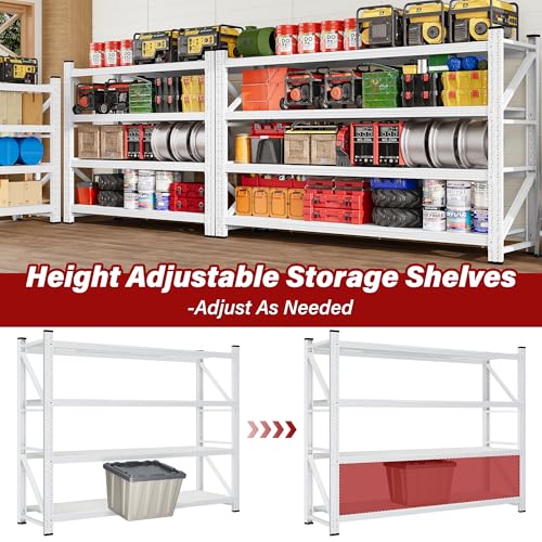 Image of 6000LBS Heavy Duty Garage Shelving Units,79 inch Wide & Deep Storage Shelves,White Metal Garage Shelves,Large Storage Rack,Steel Shelf,Industrial Shelving for Shop,Warehouse,Basement,79 inch W x 24 inch D x 79 inch H