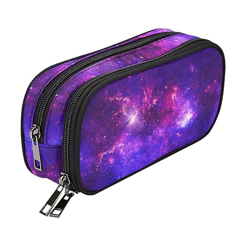 Image of ANANGTEE Purple Galaxy Unicorn Pencil Case Pouch for Girls Teen Boys 10x5 | Large Capacity Canvas Crayon, School Stuff Zippers Kids Pen Box Marker Crayon Office Supplies Make up Soft Organizers