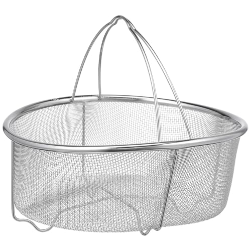 Hemoton Stainless Steel Colander with Handle, 8.26 X 7.08 X 3.58 Inch Vegetable Strainer Basket for Washing Fruits, Rinsing Rice, and Draining Pasta, Kitchen Food Strainer for Home Use