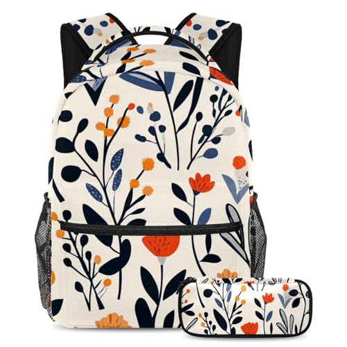 Sac à dos fleurs plates avec trousse grand volume pour soulager le transport des fournitures
