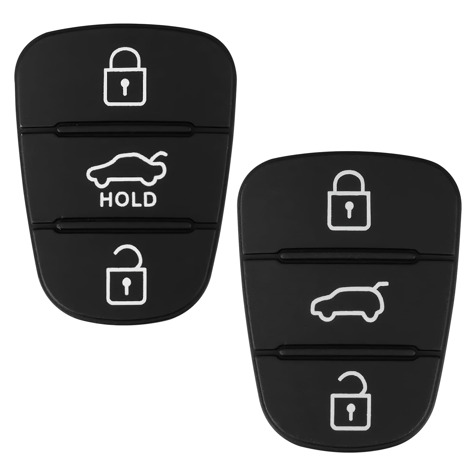 Car Key Cover 2 Pcs, Car Key Case Black, Car Key Rubber Button Replacement, Car Key Fob Cover 3-Button Remote Control Compatible with Kia and Hyundai Smart Remote Keys Fob Replacement Parts