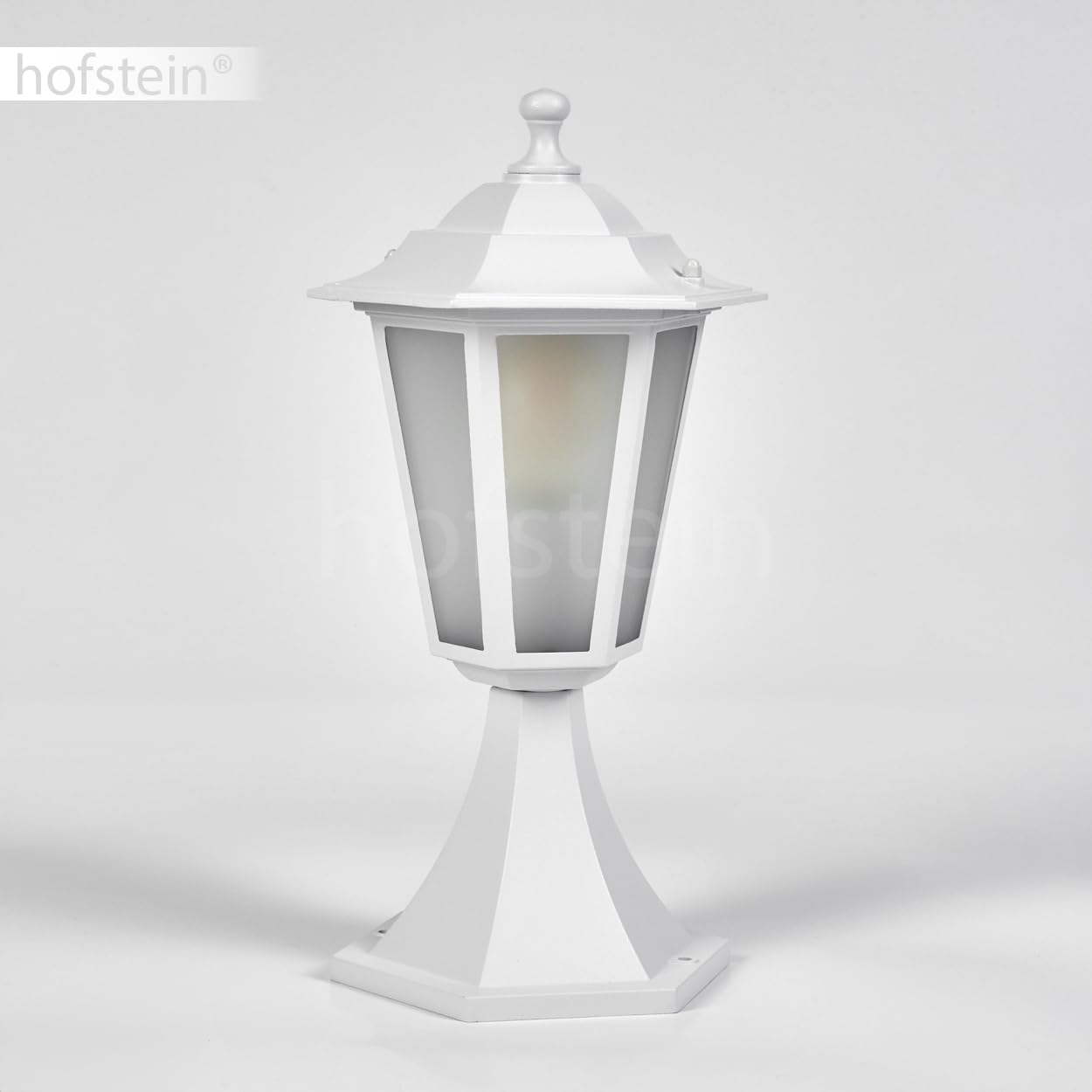 Luminaria de exterior Loria, luminaria de pie de metal/vidrio en blanco/gris claro, discos intercambiables en transparente, aspecto antiguo, 37 cm, jardín, iluminación de jardín IP44, E27 sin bombilla