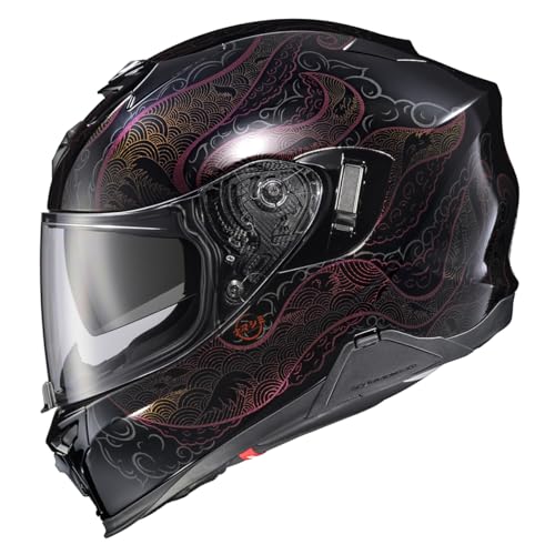ScorpionEXO T520 Full Face Touring Motorcycle Helmet with Bluetooth Ready Speaker Pockets DOT ECE Approved Nama-Shimi (Black/Chameleon - Medium)