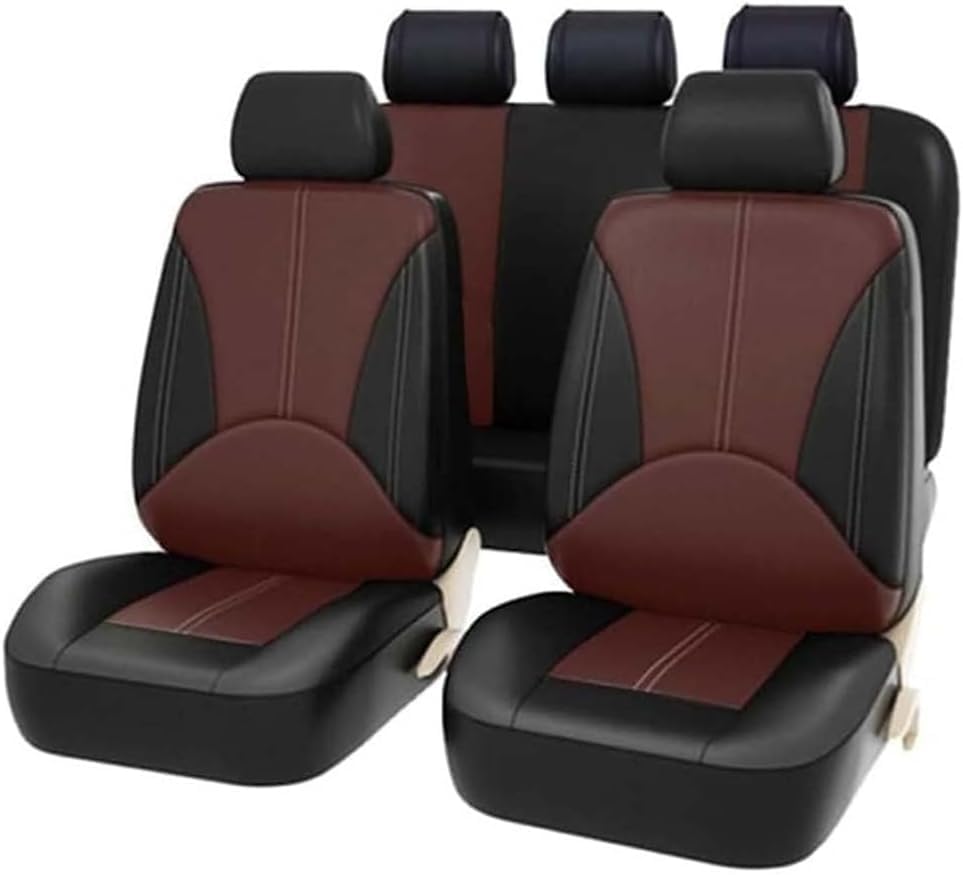 Dla Dodge Charger Sedan 2012-2025, pokrowiec na fotel samochodowy ze skóry poliuretanowej pełny zestaw akcesoriów do wnętrza samochodu, E/czarna kawa