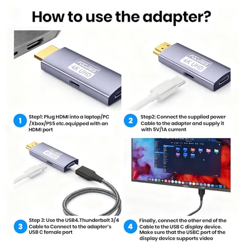 Adaptador HDMI a USB C Focuses 4K 60Hz miniatura 2