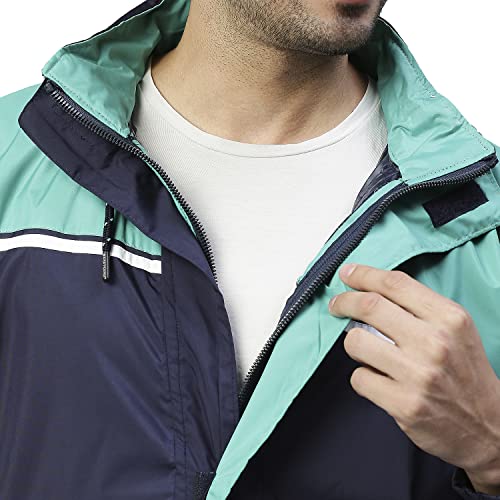 Image of ZEEL Rain Coat for Men Waterproof for Bike Riders with Adjustable Hood and Pocket,Waterproof Raincoat with Polyester Jacket Pant and Carrying Pouch,AZ06