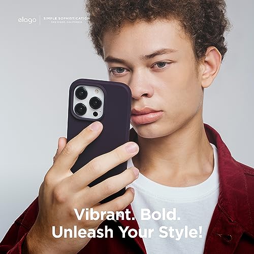 Image of elago Compatible with iPhone 15 Pro Case, Liquid Silicone Case, Full Body Protective Cover, Shockproof, Slim Phone Case, Anti-Scratch Soft Microfiber Lining, 6.1 inch (Deep Purple)