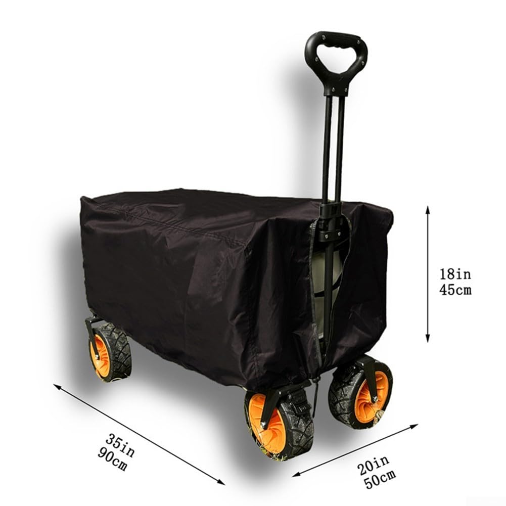 Housse de protection imperméable pour chariot de jardin pliable, tissu Oxford 210D, protection contre la poussière, la pluie, pour courses (noir)