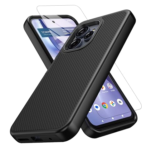 WODAF for BLU View Speed Ultra 5G Case with Screen Protector Dual Layer Shockproof Protective (Black)
