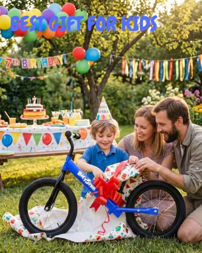 Image of bicystar 16 Inch Balance Bike for Kids 5-8, Air Rubber Tires, Blue