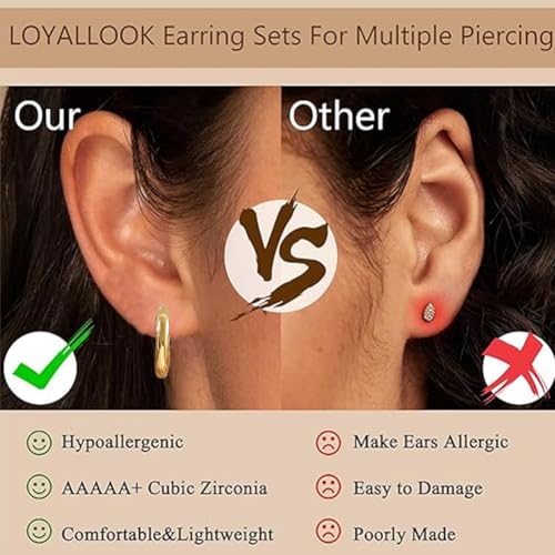 24 Pairs Earrings Set for Women,Gold Hoop Earrings Set,Hypoallergenic Fashion Ears Accessories3