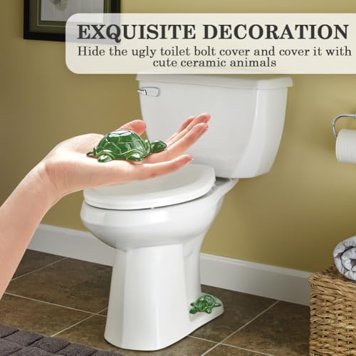 CREATCABIN 2Pcs Sea Turtle Toilet Bolt Caps Decorative Resin Toilet Bolt Covers for Bottom of Toilet Screw Cover Caps Green Tortoise Toilet Knob Covers for Bathroom Decor Accessories 3x1x2.5Inch - Image 3
