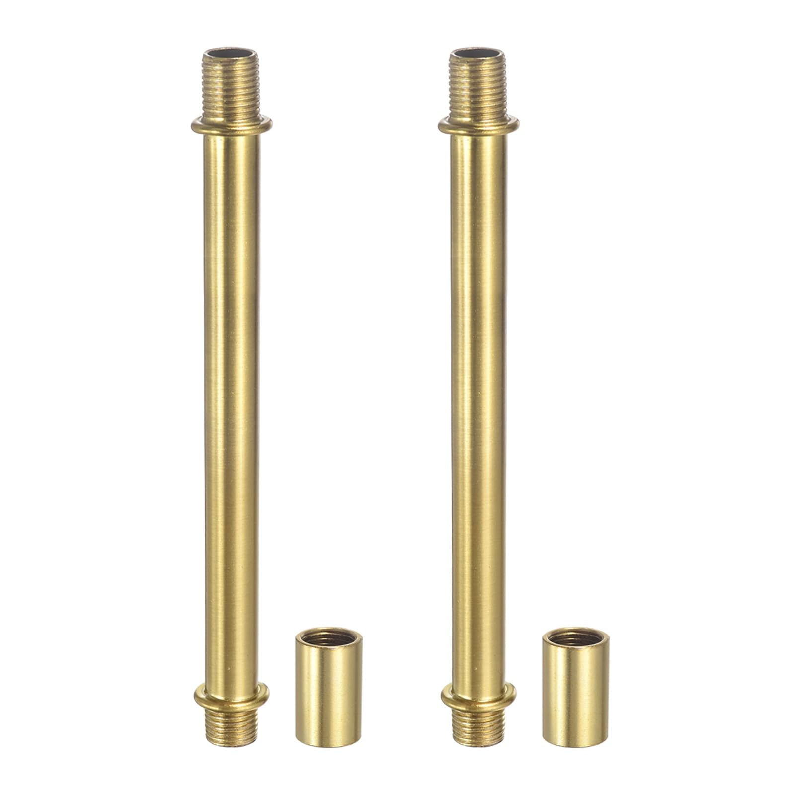 PATIKIL Straight Pipe Lamp Stems Rod Kit, 2 Set M10 Carbon Steel 120mm(4.72") Long Double End Thread Rod with Coupling Nuts Sleeve Connector for Table Lamps Chandeliers,Copper โ image 1