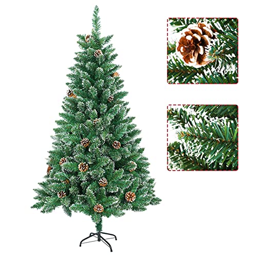 Froadp Arbol de Navidad Artificial 180cm Árbol Decorativo de PVC con Soporte Piñas y Efecto Nieve Abeto Artificial Configuración Rápida Decoración Navideña para Interior y...