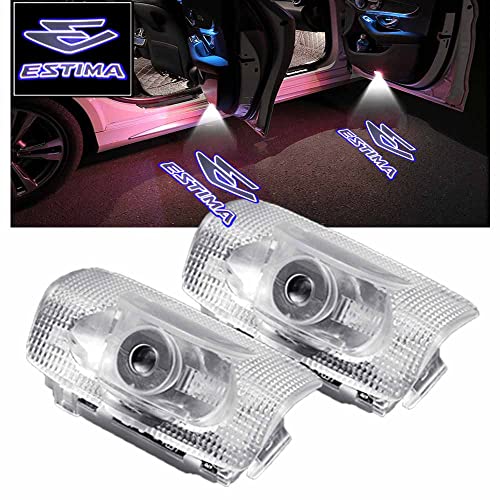 Ltsplay 50系エスティマ カーテシランプ カーテシライト ドアウェルカムライト LEDロゴ投影 30系エスティマ 車用ドアランプ カーテシ 角度調整機能付き 2個セット for Estima Blue